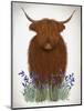 Highland Cow, Bluebell-Fab Funky-Mounted Art Print