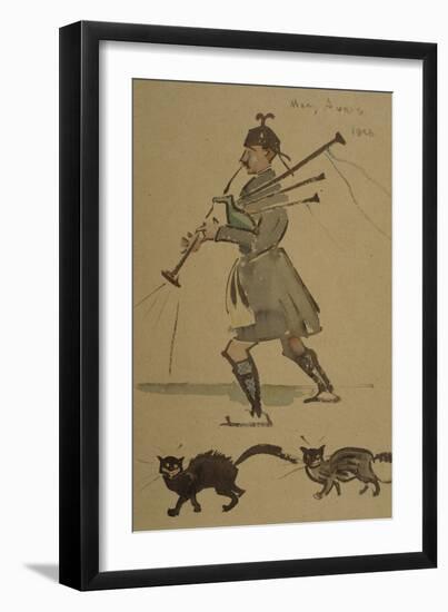 Highlander Playing Bagpipes, 1900-Joseph Crawhall-Framed Giclee Print