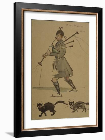 Highlander Playing Bagpipes, 1900-Joseph Crawhall-Framed Giclee Print