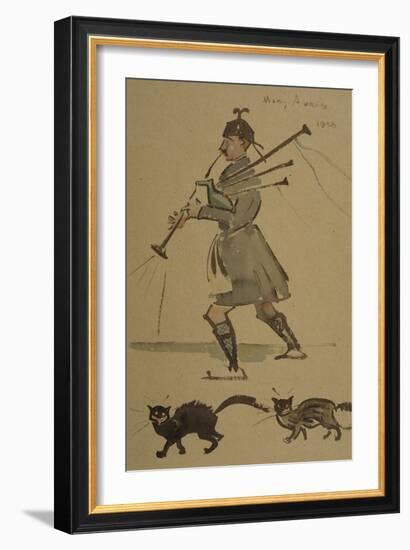 Highlander Playing Bagpipes, 1900-Joseph Crawhall-Framed Giclee Print