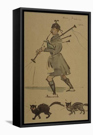 Highlander Playing Bagpipes, 1900-Joseph Crawhall-Framed Premier Image Canvas