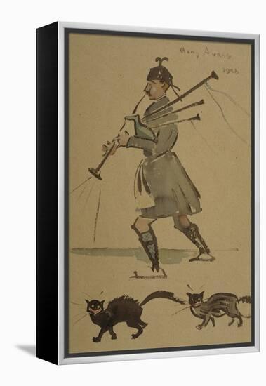 Highlander Playing Bagpipes, 1900-Joseph Crawhall-Framed Premier Image Canvas