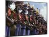 Highlands Warrior Marching Performance at Sing Sing Festival, Papua New Guinea-Keren Su-Mounted Photographic Print