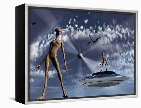 Highly Advanced Reptoid Beings Living Back in the Time of Dinosaurs-Stocktrek Images-Framed Premier Image Canvas