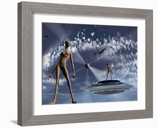 Highly Advanced Reptoid Beings Living Back in the Time of Dinosaurs-Stocktrek Images-Framed Photographic Print