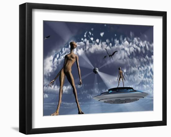 Highly Advanced Reptoid Beings Living Back in the Time of Dinosaurs-Stocktrek Images-Framed Photographic Print