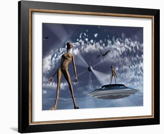 Highly Advanced Reptoid Beings Living Back in the Time of Dinosaurs-Stocktrek Images-Framed Photographic Print