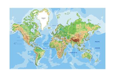 Highly Detailed Physical World Map With Labeling Vector Illustration Art Print Bardocz Peter Art Com Highly Detailed Physical World Map With Labeling Vector Illustration Art Print Bardocz Peter Art Com