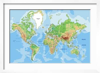 highly detailed physical world map with labeling vector illustration art print bardocz peter art com