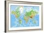 Highly Detailed Physical World Map with Labeling. Vector Illustration.-Bardocz Peter-Framed Art Print