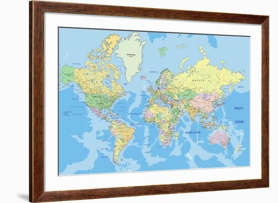 Highly Detailed Political World Map with Labeling.Vector Illustration.-Bardocz Peter-Framed Art Print