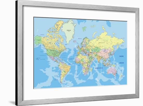 Highly Detailed Political World Map with Labeling.Vector Illustration.-Bardocz Peter-Framed Premium Giclee Print