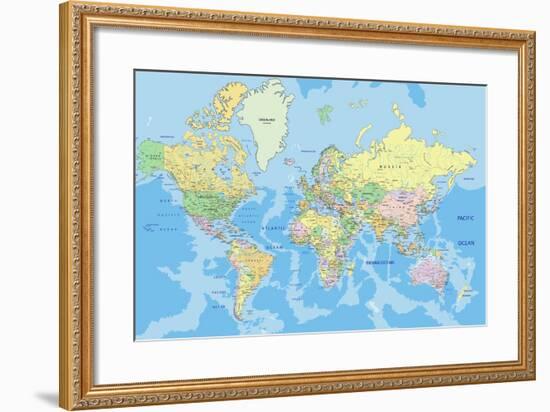 Highly Detailed Political World Map with Labeling.Vector Illustration.-Bardocz Peter-Framed Premium Giclee Print