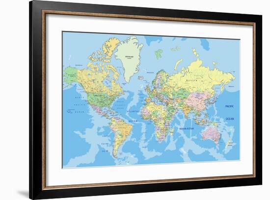 Highly Detailed Political World Map with Labeling.Vector Illustration.-Bardocz Peter-Framed Premium Giclee Print