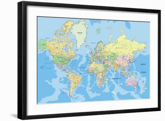 Highly Detailed Political World Map with Labeling.Vector Illustration.-Bardocz Peter-Framed Premium Giclee Print