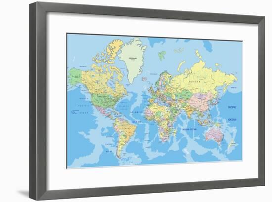 Highly Detailed Political World Map with Labeling.Vector Illustration.-Bardocz Peter-Framed Premium Giclee Print