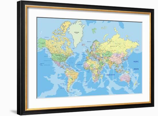 Highly Detailed Political World Map with Labeling.Vector Illustration.-Bardocz Peter-Framed Premium Giclee Print