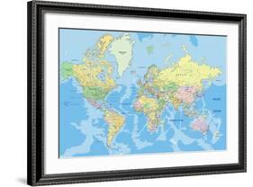 Highly Detailed Political World Map with Labeling.Vector Illustration.-Bardocz Peter-Framed Art Print