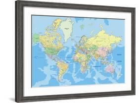 Highly Detailed Political World Map with Labeling.Vector Illustration.-Bardocz Peter-Framed Art Print