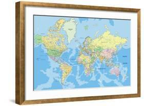 Highly Detailed Political World Map with Labeling.Vector Illustration.-Bardocz Peter-Framed Art Print