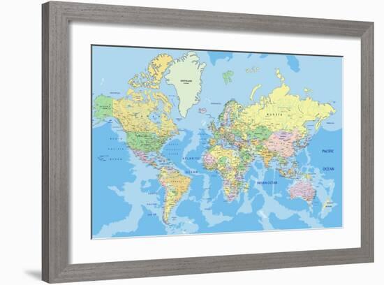 Highly Detailed Political World Map with Labeling.Vector Illustration.-Bardocz Peter-Framed Art Print