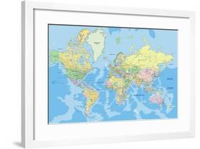 Highly Detailed Political World Map with Labeling.Vector Illustration.-Bardocz Peter-Framed Art Print