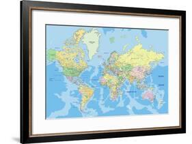 Highly Detailed Political World Map with Labeling.Vector Illustration.-Bardocz Peter-Framed Art Print