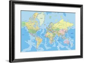 Highly Detailed Political World Map with Labeling.Vector Illustration.-Bardocz Peter-Framed Art Print
