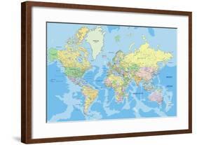Highly Detailed Political World Map with Labeling.Vector Illustration.-Bardocz Peter-Framed Art Print