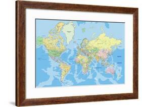 Highly Detailed Political World Map with Labeling.Vector Illustration.-Bardocz Peter-Framed Art Print