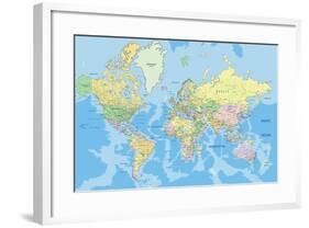 Highly Detailed Political World Map with Labeling.Vector Illustration.-Bardocz Peter-Framed Art Print