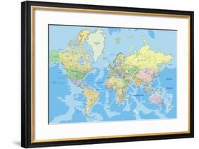 Highly Detailed Political World Map with Labeling.Vector Illustration.-Bardocz Peter-Framed Art Print
