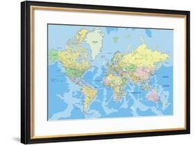 Highly Detailed Political World Map with Labeling.Vector Illustration.-Bardocz Peter-Framed Art Print