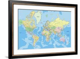 Highly Detailed Political World Map with Labeling.Vector Illustration.-Bardocz Peter-Framed Art Print