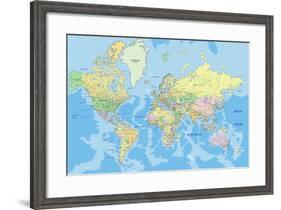 Highly Detailed Political World Map with Labeling.Vector Illustration.-Bardocz Peter-Framed Art Print