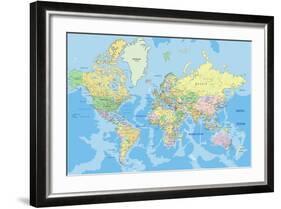 Highly Detailed Political World Map with Labeling.Vector Illustration.-Bardocz Peter-Framed Art Print