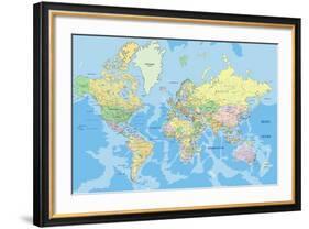 Highly Detailed Political World Map with Labeling.Vector Illustration.-Bardocz Peter-Framed Art Print