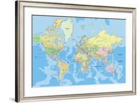 Highly Detailed Political World Map with Labeling.Vector Illustration.-Bardocz Peter-Framed Art Print