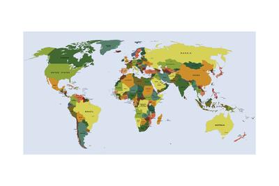 highly detailed political world map with labeling vector