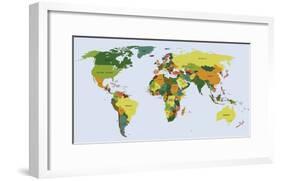 Highly Detailed Political World Map with Labeling. Vector Illustration.-Bardocz Peter-Framed Art Print