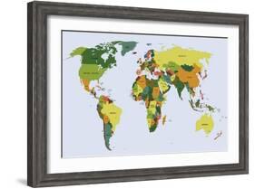 Highly Detailed Political World Map with Labeling. Vector Illustration.-Bardocz Peter-Framed Art Print