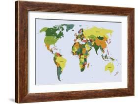 Highly Detailed Political World Map with Labeling. Vector Illustration.-Bardocz Peter-Framed Art Print