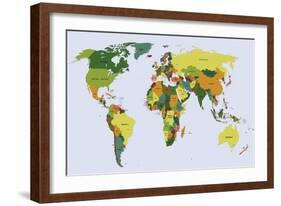 Highly Detailed Political World Map with Labeling. Vector Illustration.-Bardocz Peter-Framed Art Print