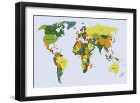 Highly Detailed Political World Map with Labeling. Vector Illustration.-Bardocz Peter-Framed Art Print