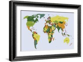 Highly Detailed Political World Map with Labeling. Vector Illustration.-Bardocz Peter-Framed Art Print