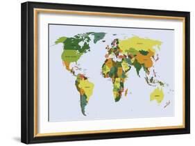 Highly Detailed Political World Map with Labeling. Vector Illustration.-Bardocz Peter-Framed Art Print