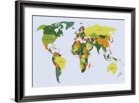 Highly Detailed Political World Map with Labeling. Vector Illustration.-Bardocz Peter-Framed Art Print