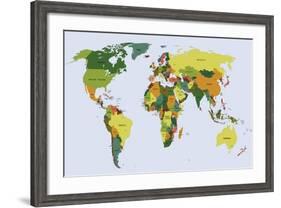 Highly Detailed Political World Map with Labeling. Vector Illustration.-Bardocz Peter-Framed Art Print