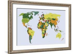 Highly Detailed Political World Map with Labeling. Vector Illustration.-Bardocz Peter-Framed Art Print