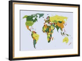 Highly Detailed Political World Map with Labeling. Vector Illustration.-Bardocz Peter-Framed Art Print